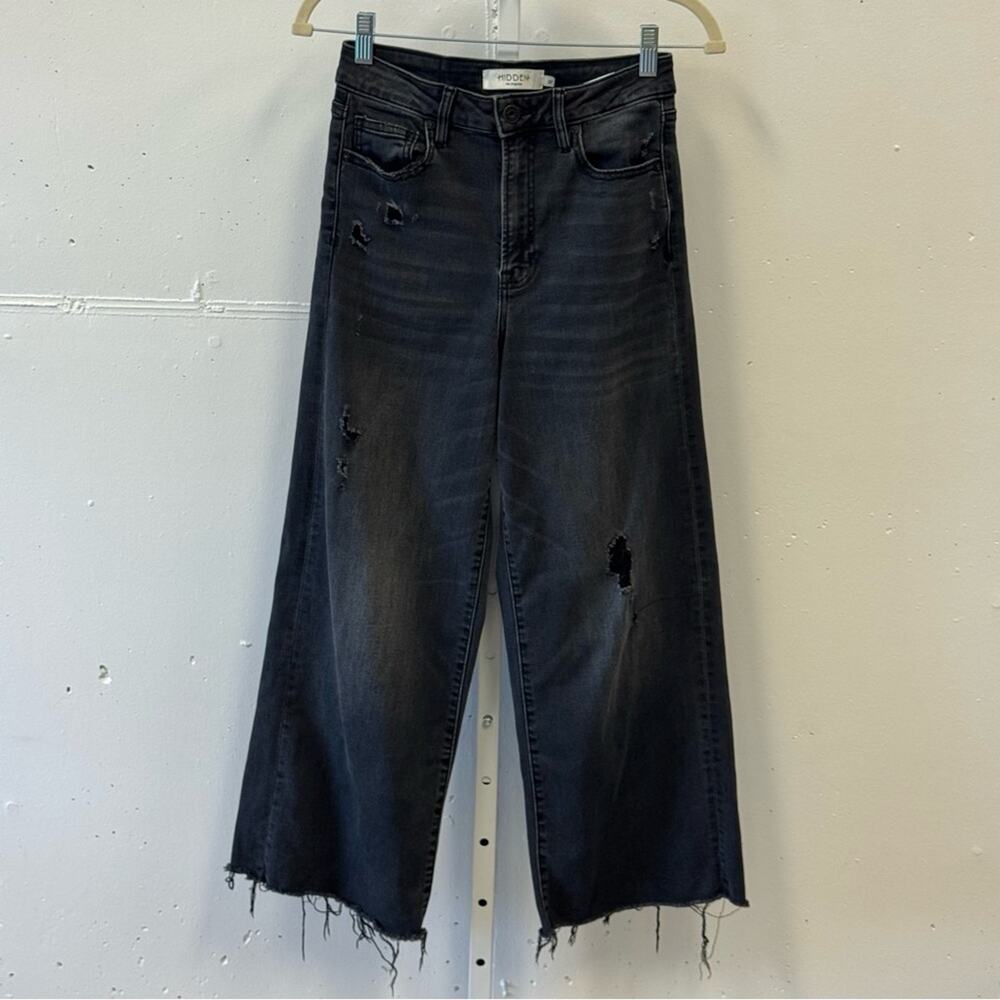 Hidden LA Wide Leg High Waist Distressed Women’s Denim Jeans W27 Black